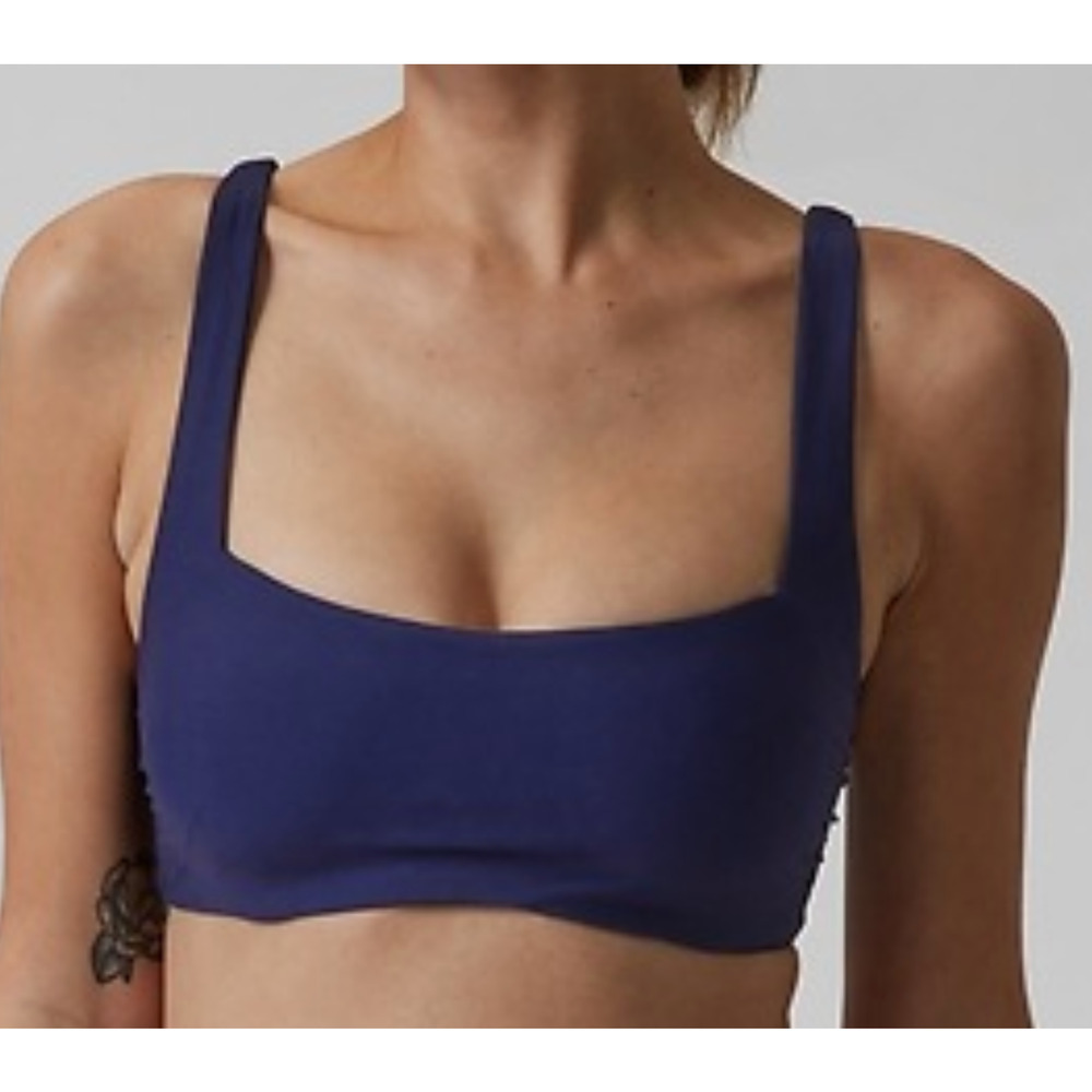 NEW ATHLETA BLUE SQUARE NECK BRA CUP BIKINI SWIMSUIT SWIM TOP SZ 32D/DD - Picture 2 of 7